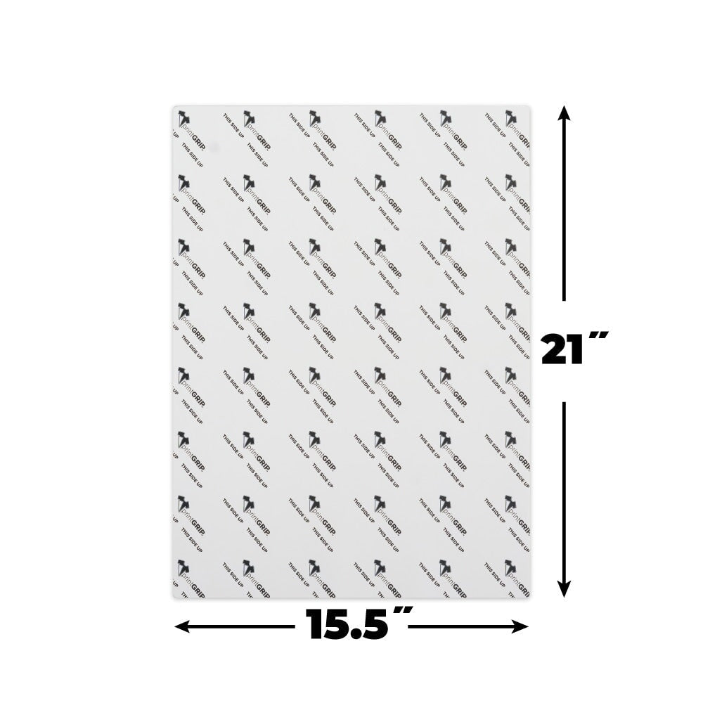 PrintGRIP adhesive sheet dimensions showing 15.5in by 21in size