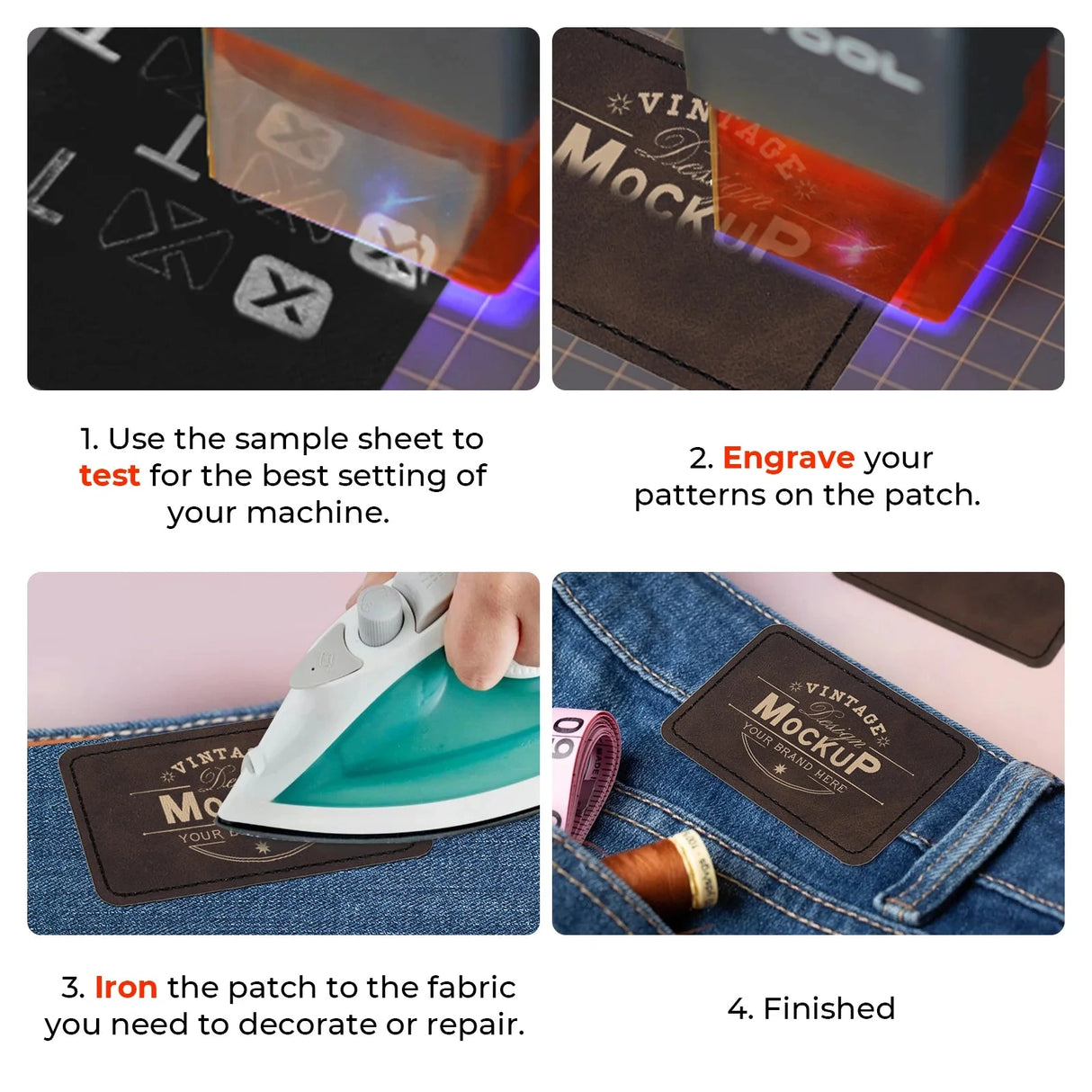 xTool Rectangular PU Iron-On Patch (10pcs) | Screenprinting.com