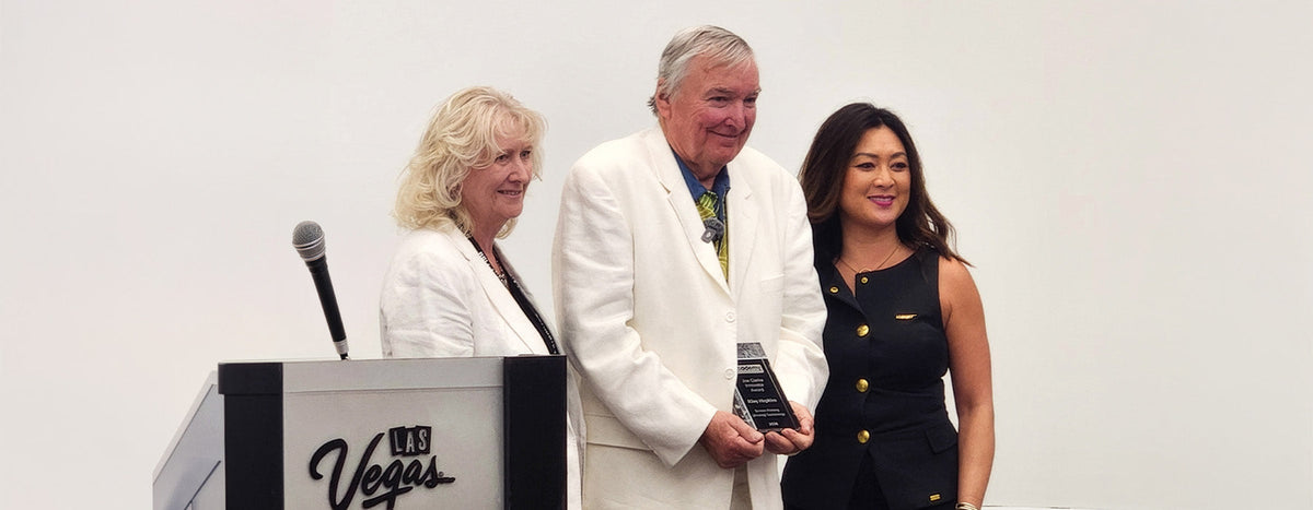 Riley Hopkins accepting the 2026 Joe Clarke Innovator Award