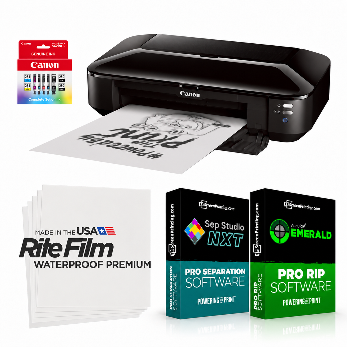 Paquete de impresora de salida de película Epson 1430 Blackmax con software de perla negra Accurip (13x19)