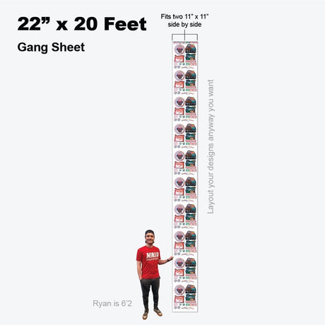 DTF Gang Sheets 22 in X 240 in (20 ft) Standard | Screenprinting.com