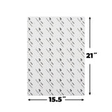 PrintGRIP adhesive sheet dimensions showing 15.5in by 21in size