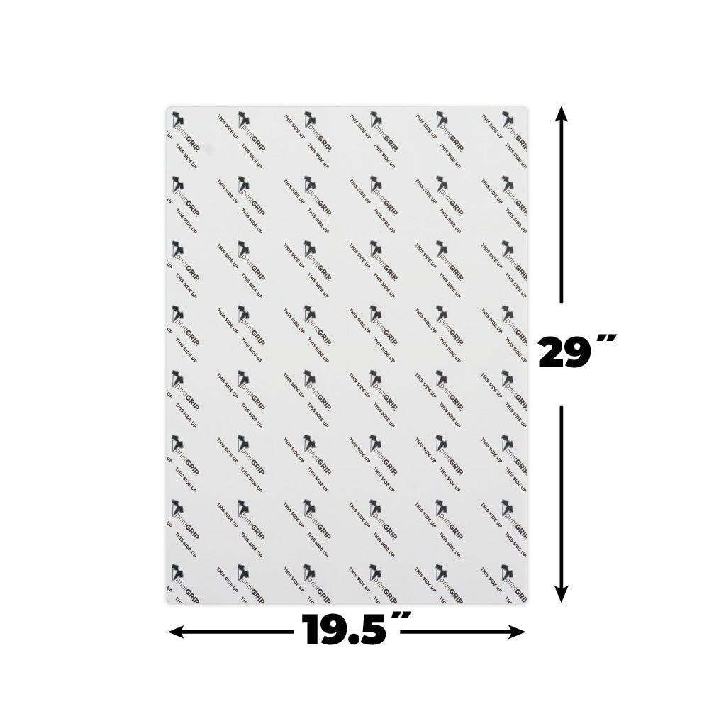 PrintGRIP adhesive sheet dimensions showing 19.5in by 29in size