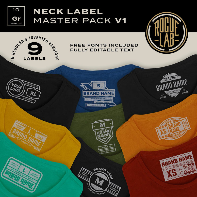 Neck Label Template Master Pack V1 (Download Only) | Screenprinting.com