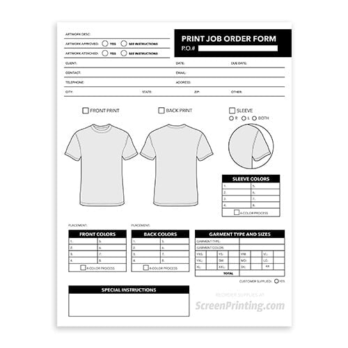 Screen Printing Job Production Template (Download Only) | Screenprinting.com
