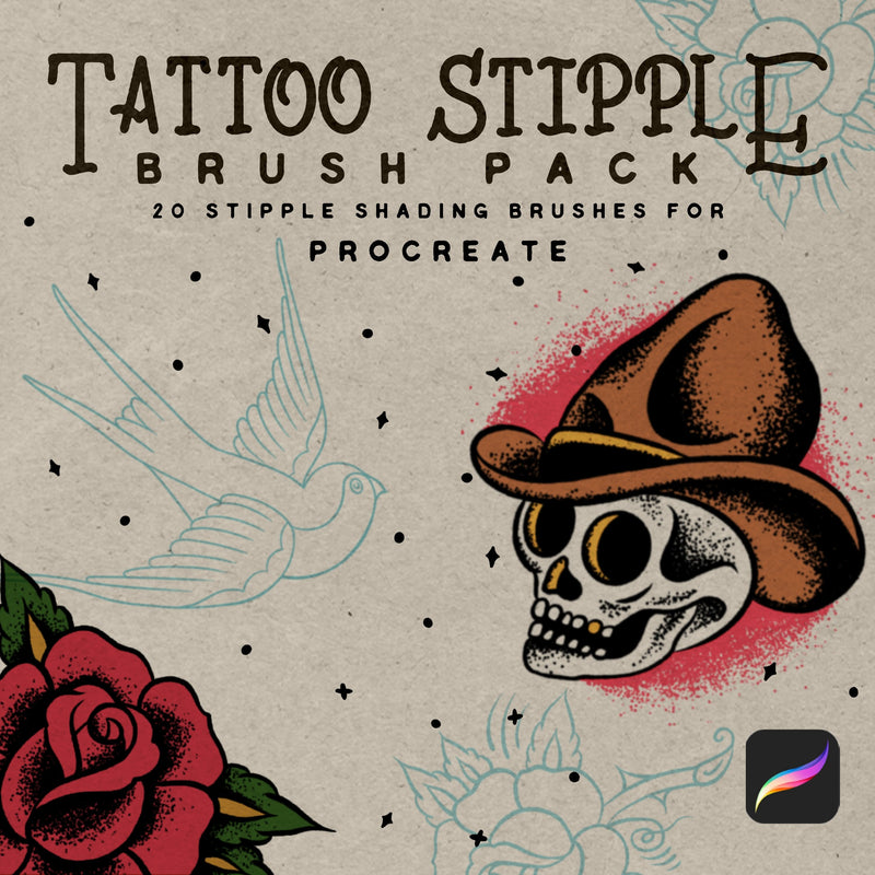 Tattoo Stipple Brush Pack for Procreate by Golden Press Studio (Download Only) | Screenprinting.com
