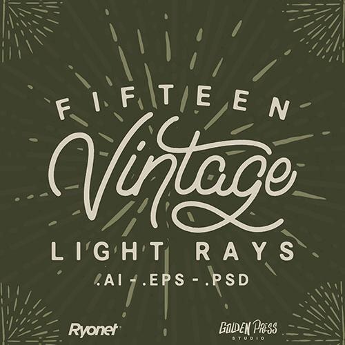 Vector Light Ray Pack - 15 Vintage Light Rays by Golden Press Studio (Download Only) | Screenprinting.com